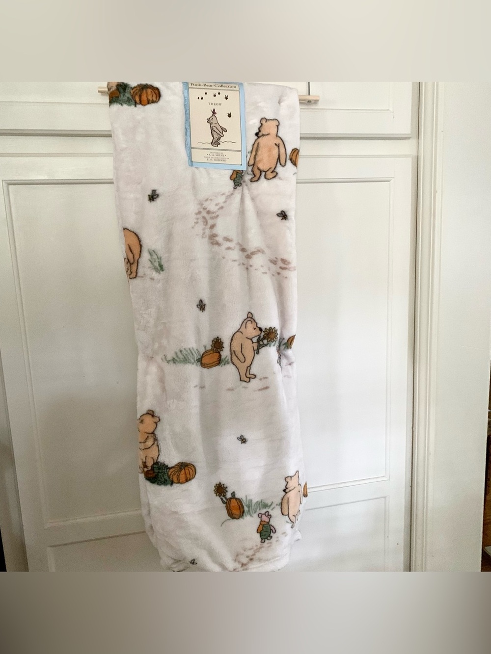 Pooh-Bear-Collection Winnie the Pooh Throw Blanket White Disney 50x70 In